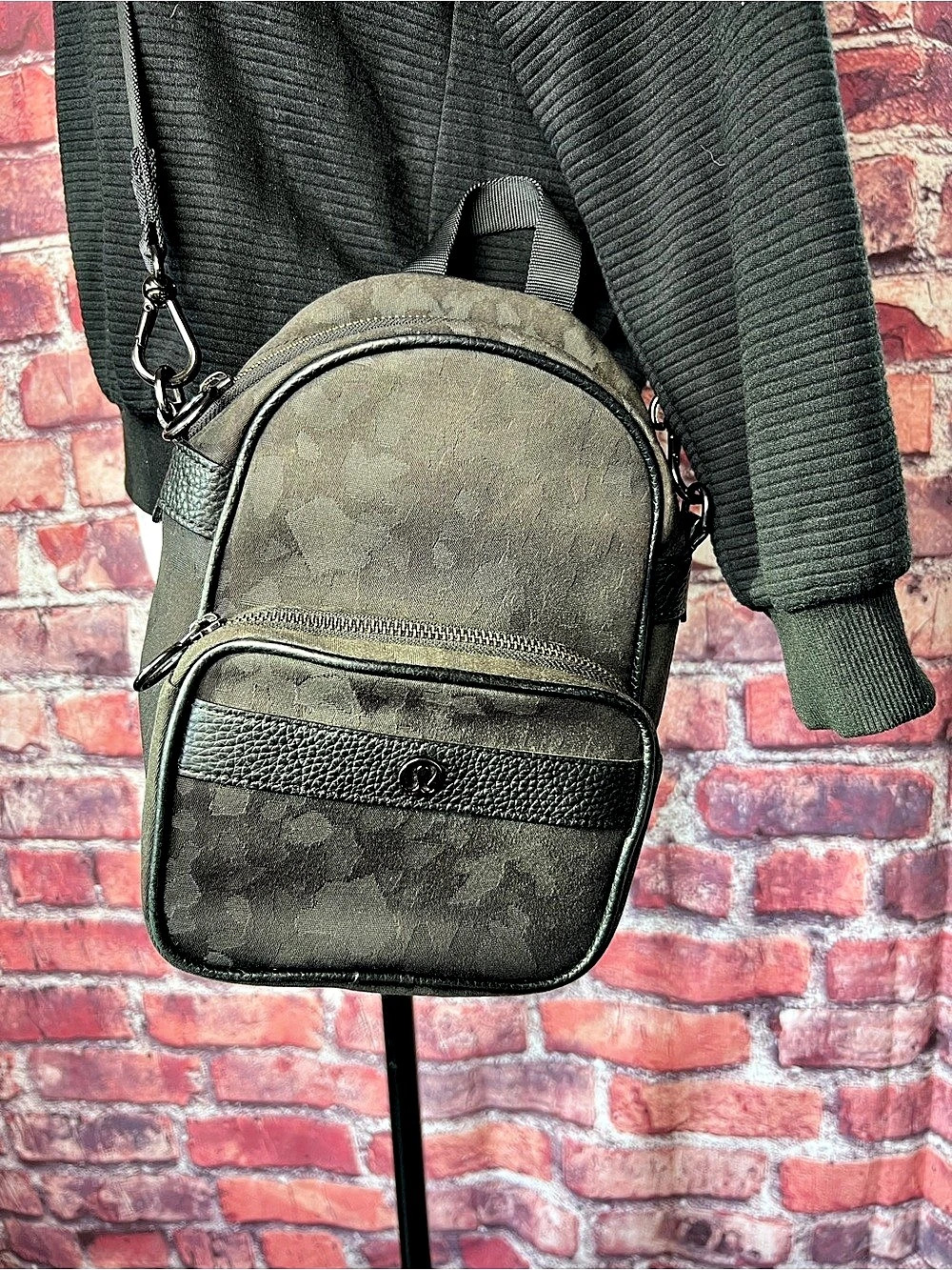 Lululemon Now and Always Convertible Mini Backpack Crossbody Camo Leather